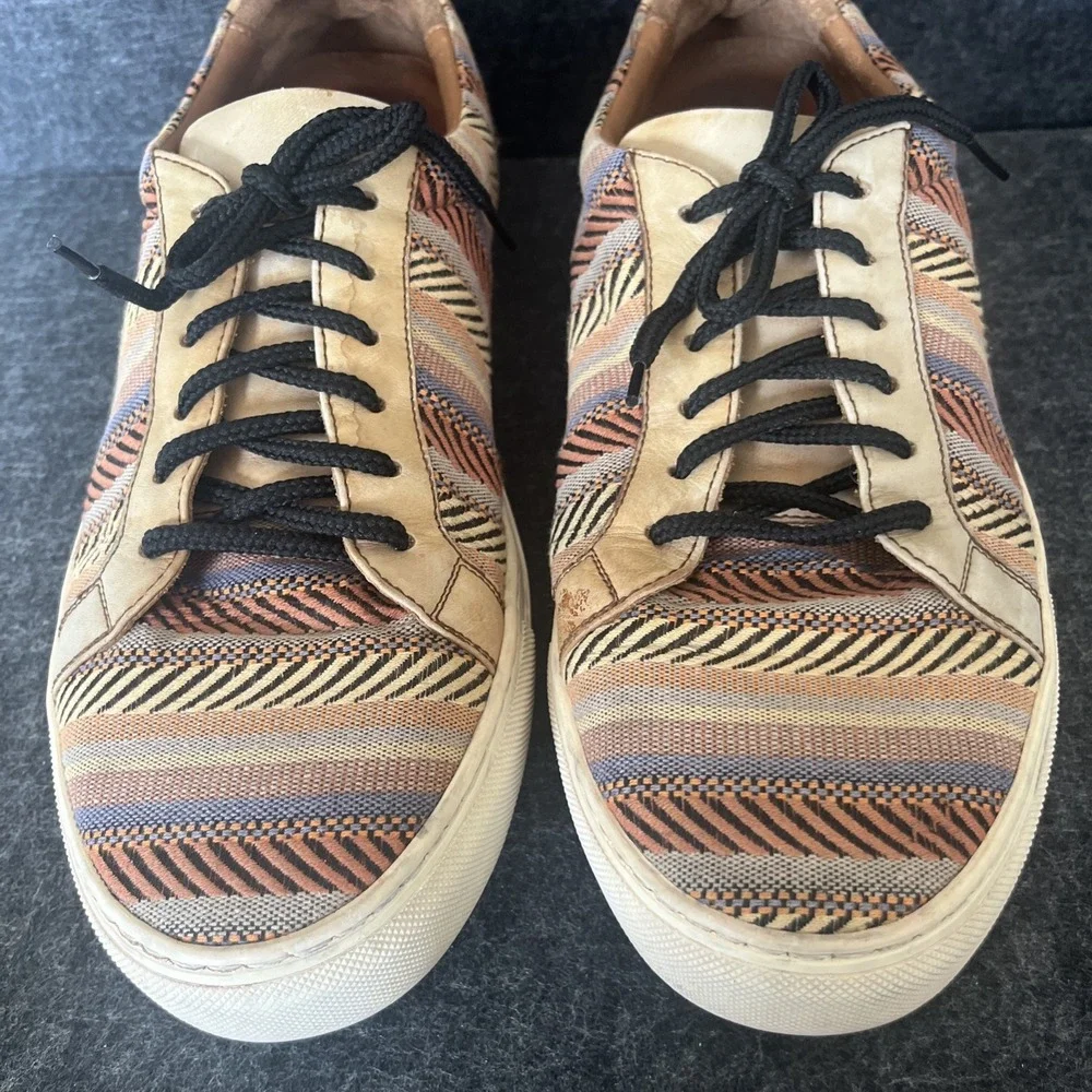 TAFT‎ The Sneaker Tribal Multi Striped Leather Trim Y2K Good Condition Mens 9